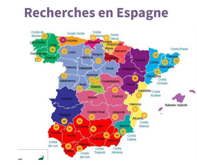 Carte interactive recherches en Espagne